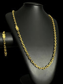 KIT CORRENTE + PULSEIRA + PINGENTE LETRA BANHADO OURO 18K