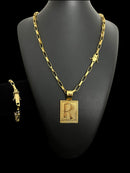 KIT CORRENTE + PULSEIRA + PINGENTE LETRA BANHADO OURO 18K