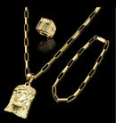 Kit banhado Ouro 18k Corrente + Pulseira + Pingente + Anel