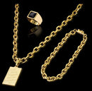 Kit banhado Ouro 18k Corrente + Pulseira + Pingente + Anel