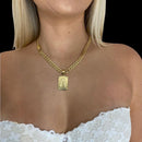 Corrente Grumet 7mm + Pingente letra Banhado a Ouro 18k