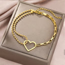 Pulseira dupla com símbolo Feminina Banhada Ouro