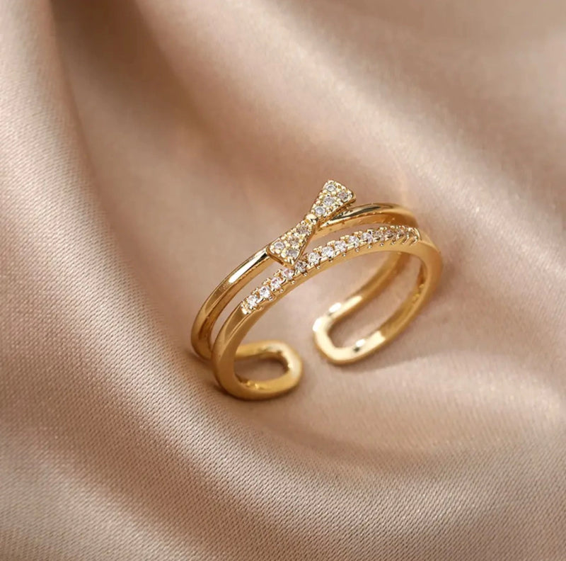 ANEL FEMININO AJUSTAVEL - BANHADO A OURO 18K