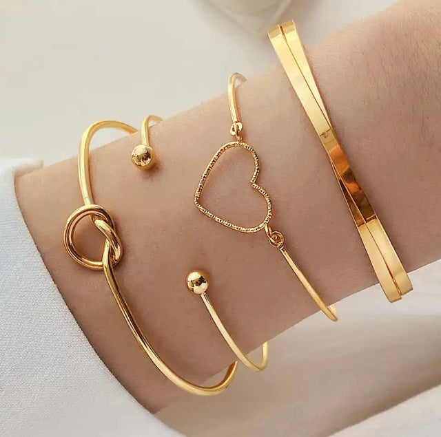 LOTE 4 PULSEIRAS FEMININA BANHADAS A OURO 18K