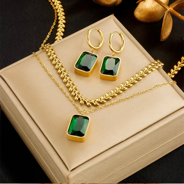 KIT 2 CORDÕES + PAR DE BRINCOS FEMININO- BANHADO A OURO 18K