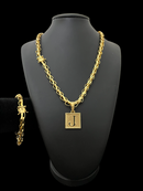 KIT LACRAIA 5MM CORDÃO PULSEIRA PINGENTE CRUZ CRISTO - BANHADO A OURO