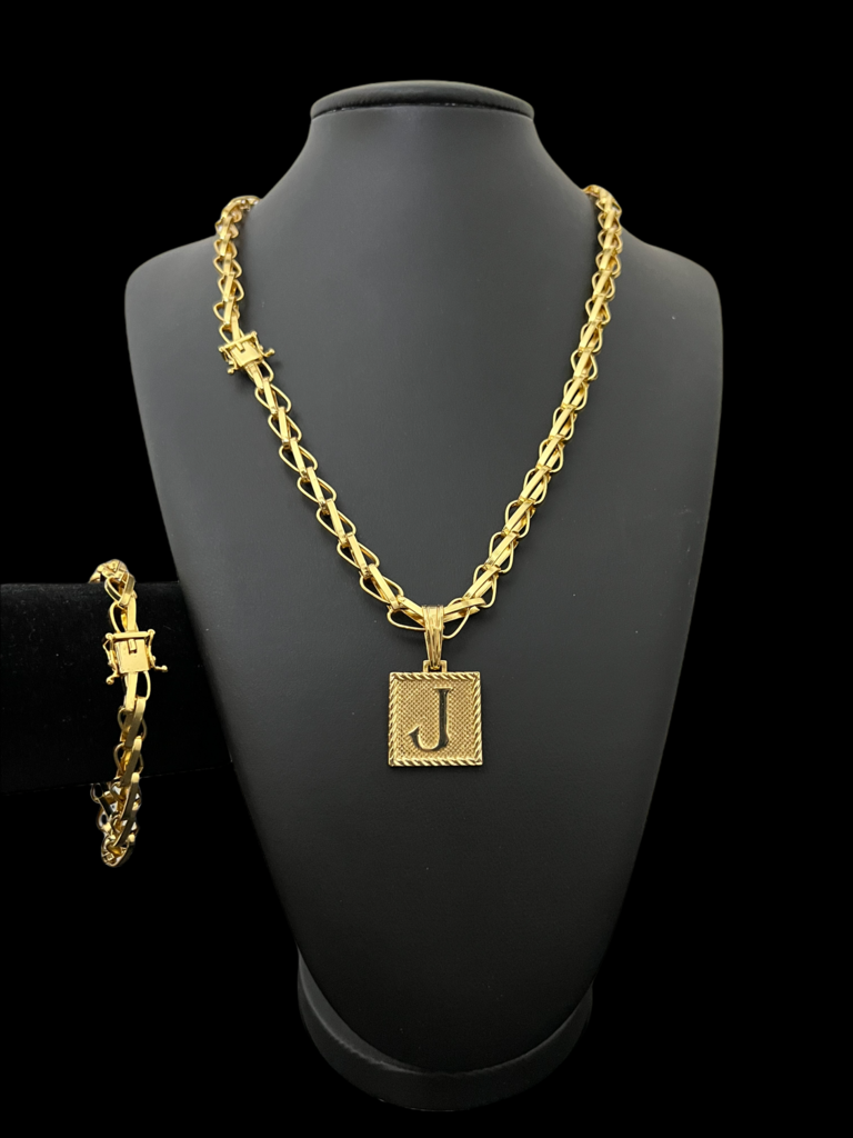 KIT LACRAIA 5MM CORDÃO PULSEIRA PINGENTE CRUZ CRISTO - BANHADO A OURO