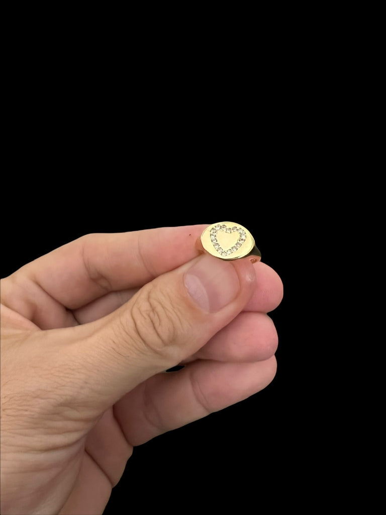 ANEL FEMININO CORACÃO - BANHADO A OURO 18K