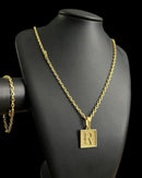 KIT CORRENTE + PULSEIRA + PINGENTE LETRA BANHADO OURO 18K