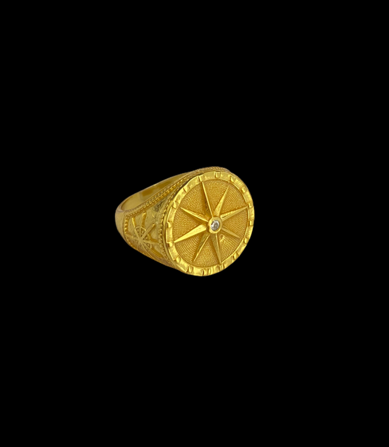 ANEL ROSA DOS VENTOS - BANHADO A OURO 18K