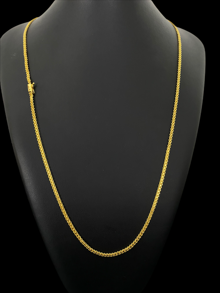 CORDÃO CADEADO DUPLO 3MM - BANHADO A OURO 18k