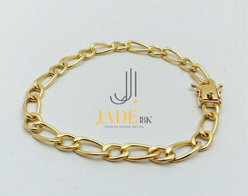 Cópia de Pulseira de Moeda Antiga  Modelo Fígaro 3x1.