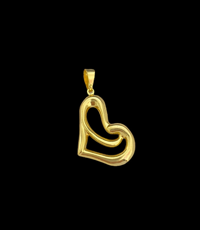 PINGENTE CORAÇÃO DE LADO -BANHADO A OURO 18K