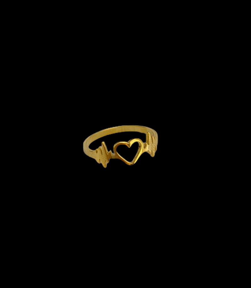 ANEL FEMININO CORAÇÃO BATIMENTOS - BANHADO A OURO 18K