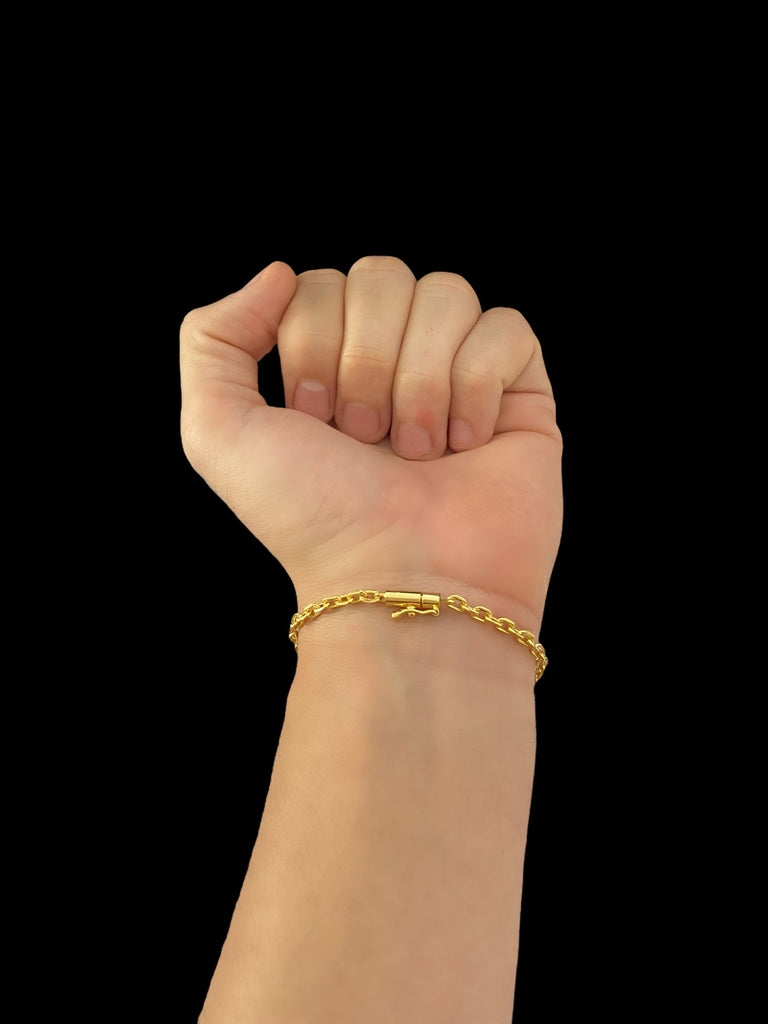PULSEIRA CADEADO 5MM BANHADA A OURO 18K