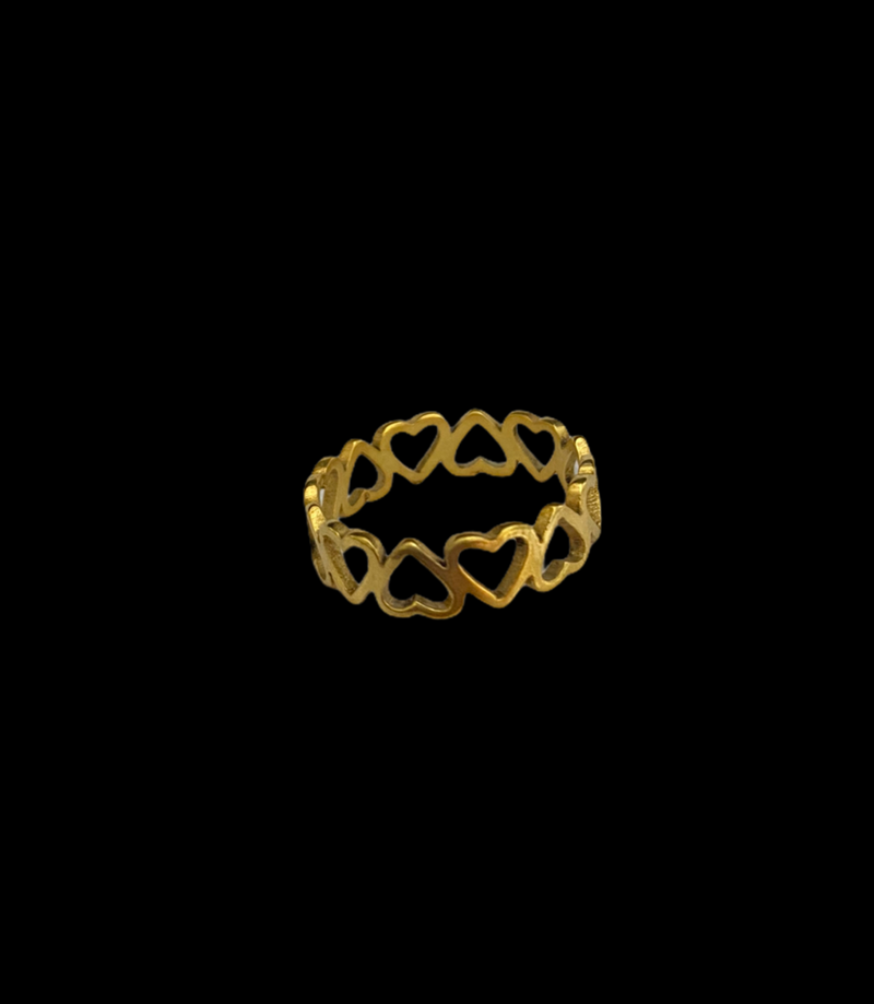 ANEL FEMININO TODO DE CORAÇÃO - BANHADO A OURO 18K