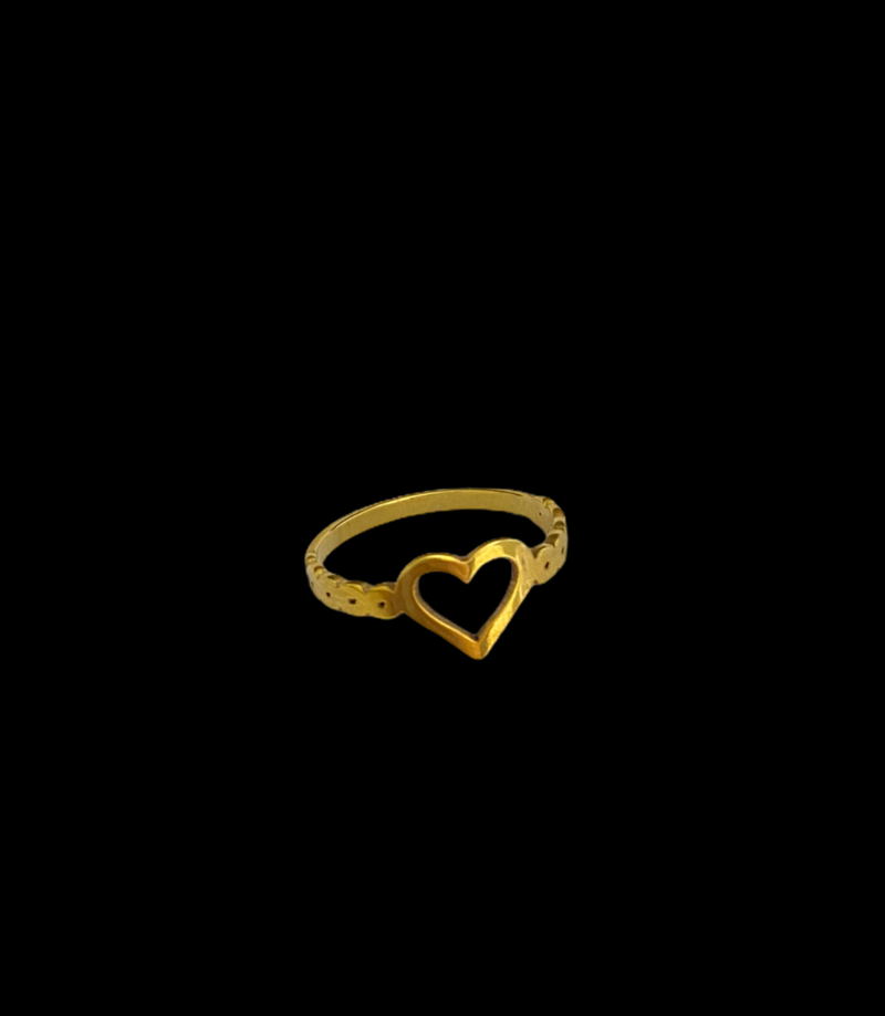 ANEL FEMININO CORAÇÃO - BANHADO A OURO 18K