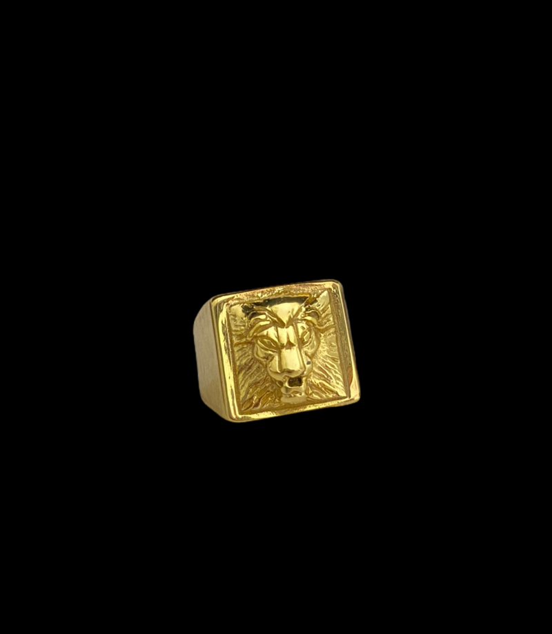 ANEL LEÃO - BANHADO A OURO 18K