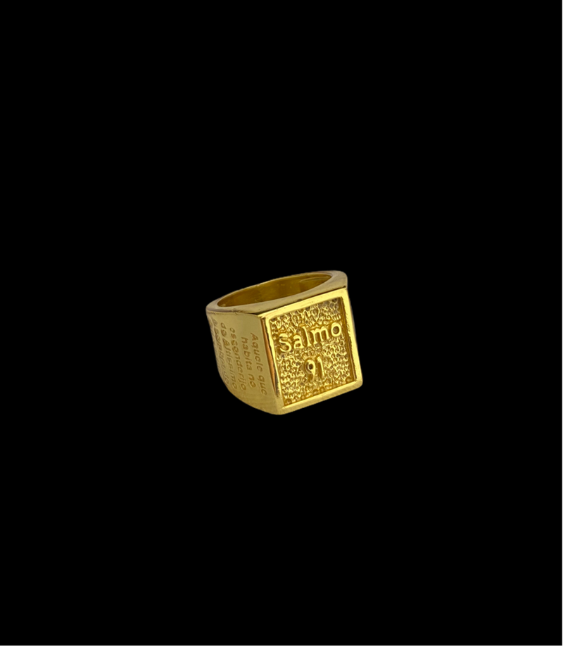ANEL SALMO 91 - BANHADO A OURO 18K