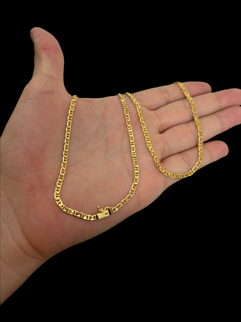 CORDÃO 3MM PIASTRINE - BANHADO A OURO 18k