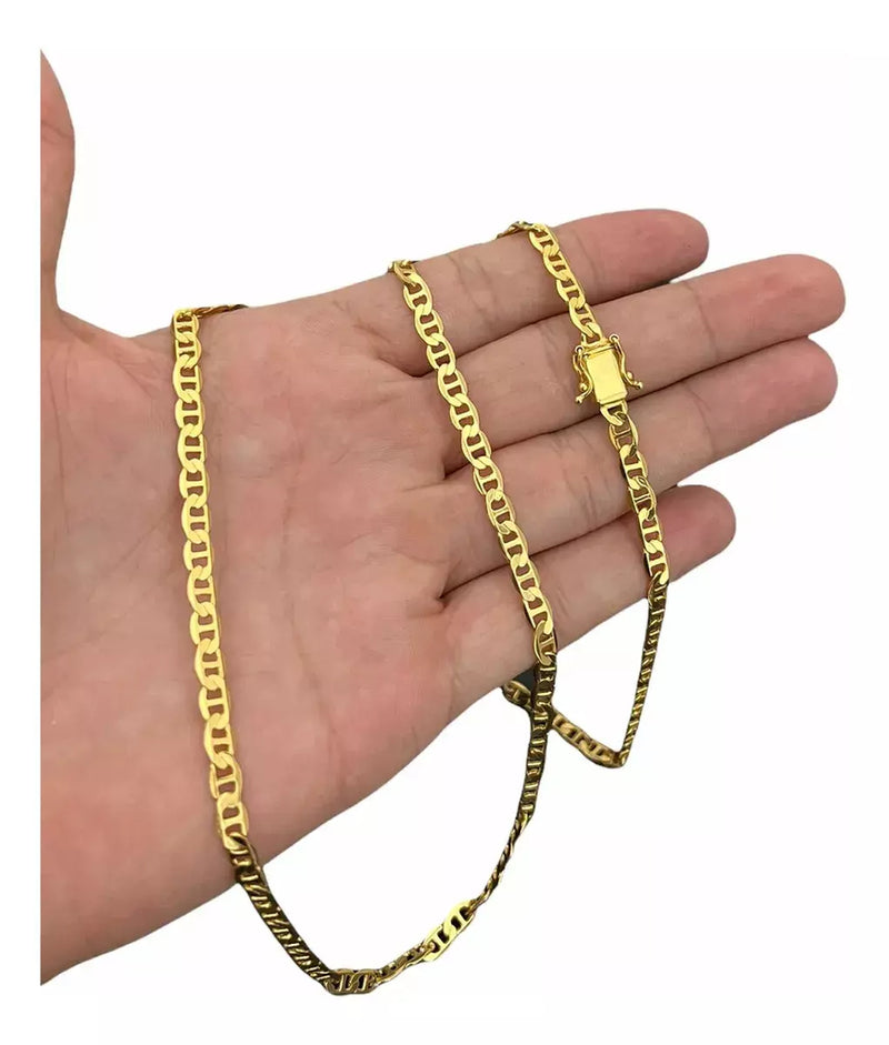 CORDÃO 5MM PIASTRINE - BANHADO A OURO 18k