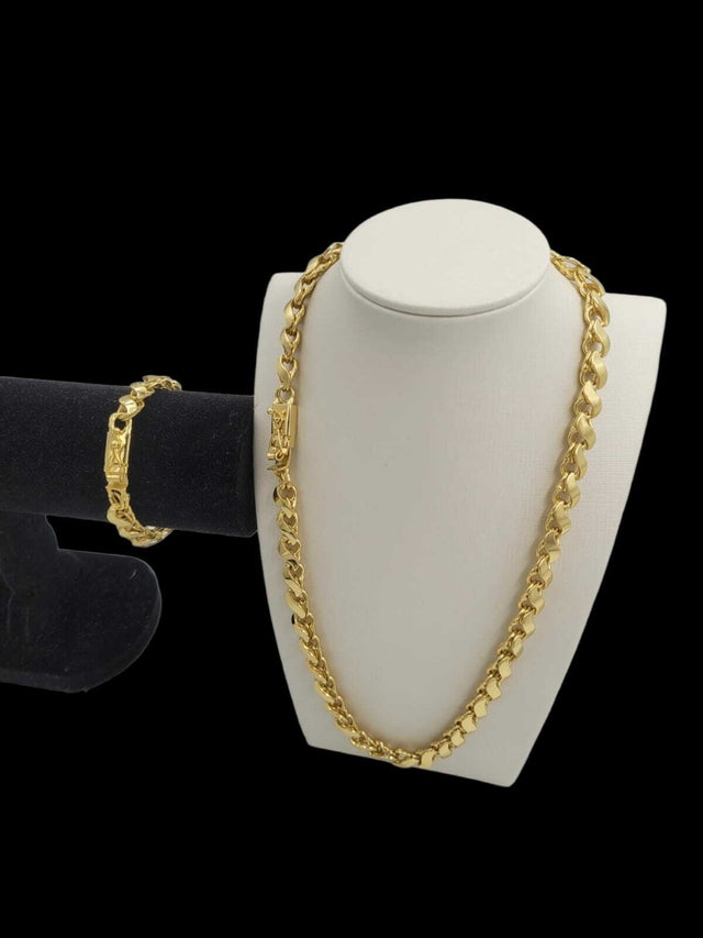 CORDÃO 8MM FRISO S FEMININO - BANHADO A OURO 18k