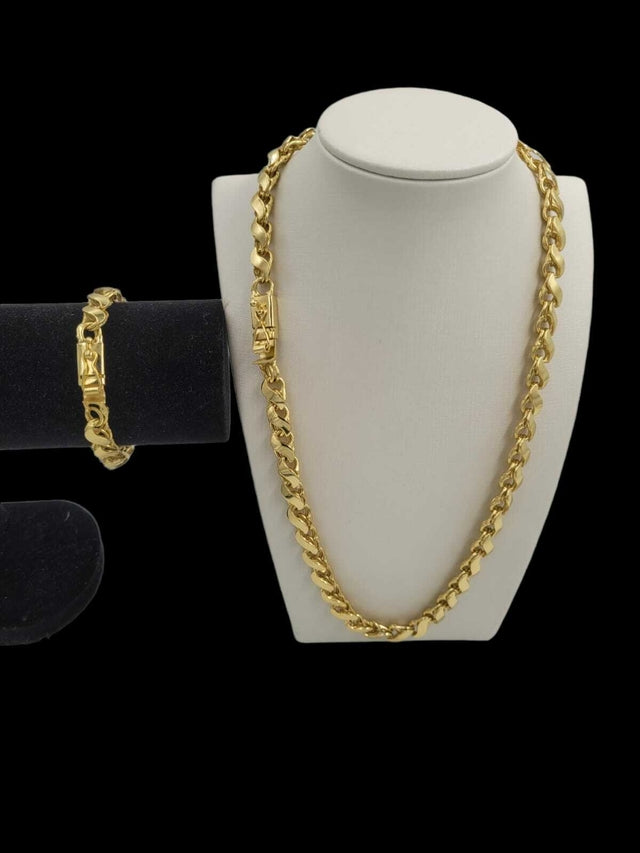 CORDÃO 8MM FRISO S FEMININO - BANHADO A OURO 18k