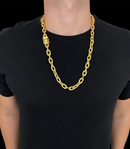 CORDÃO CADEADO 12mm - BANHADO A OURO 18K