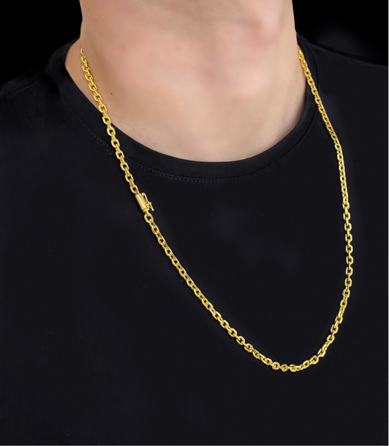 CORDÃO CADEADO 4mm - BANHADO A OURO 18K