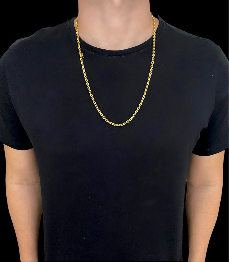 CORDÃO CADEADO 4mm - BANHADO A OURO 18K