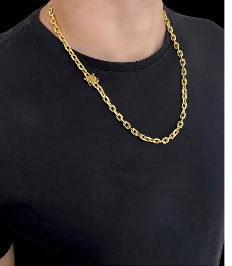 CORDÃO CADEADO 6mm - BANHADO A OURO 18K