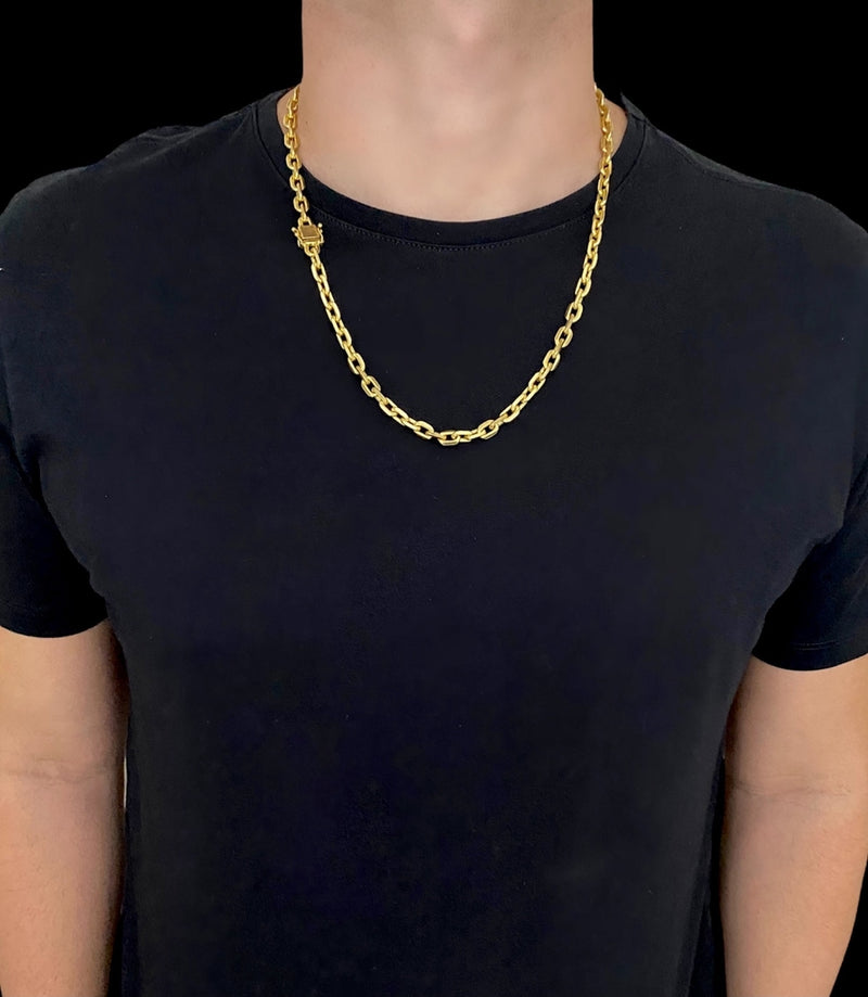 CORDÃO CADEADO 6mm - BANHADO A OURO 18K