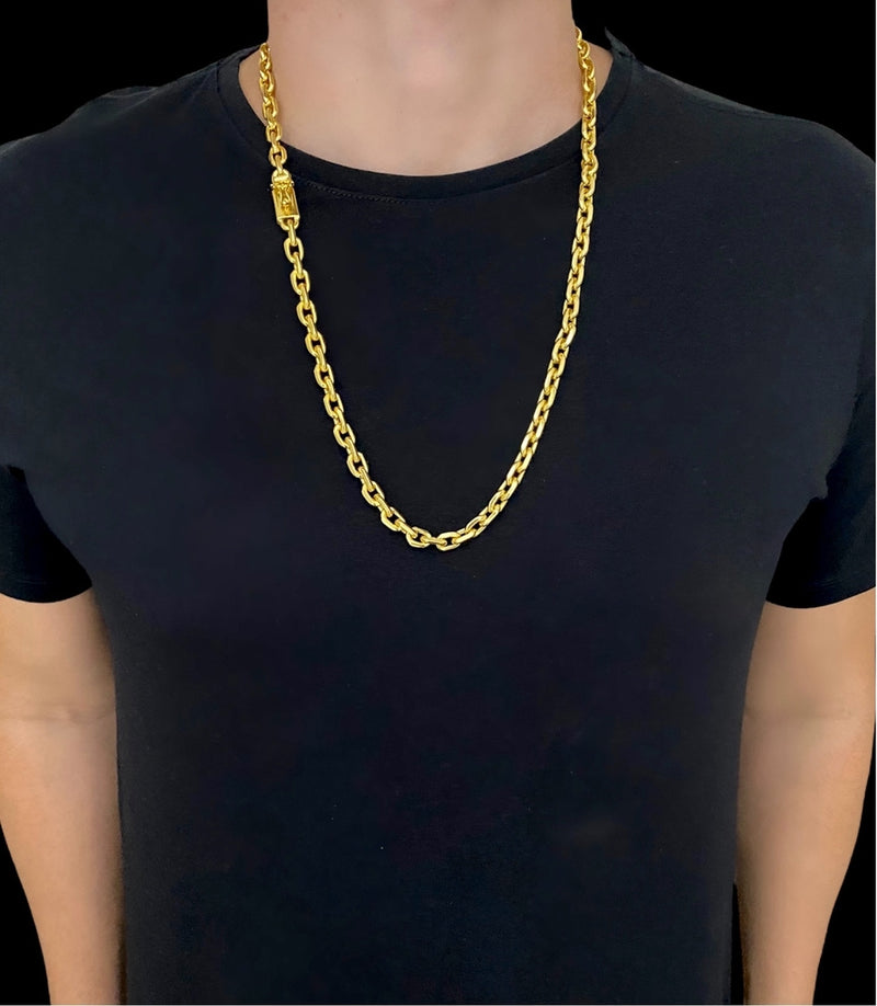 CORDÃO CADEADO 8mm - BANHADO A OURO 18K