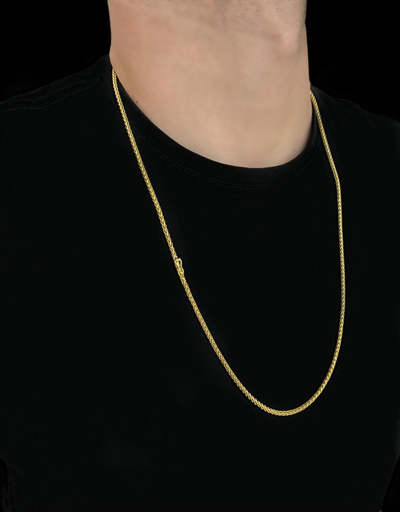 CORDÃO PERUANO CORDA 6MM - BANHADO A OURO 18k