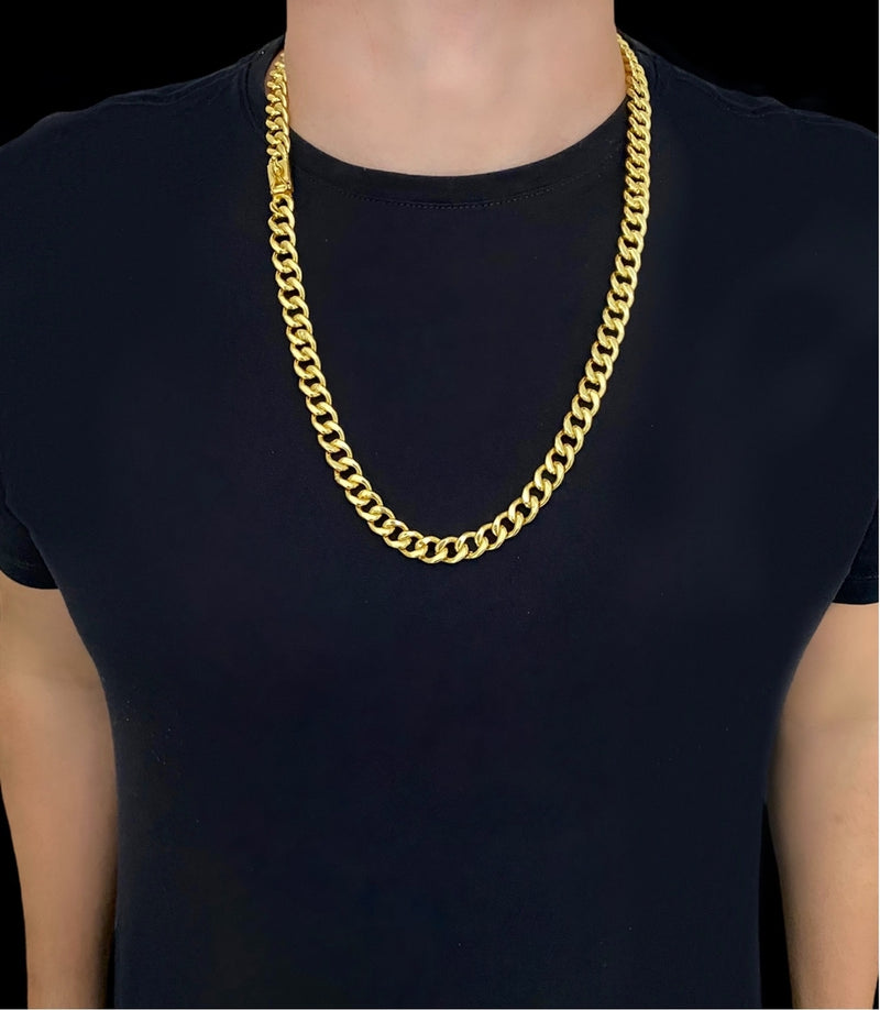 CORDÃO TIJOLINHO 3MM - BANHADO A OURO 18K