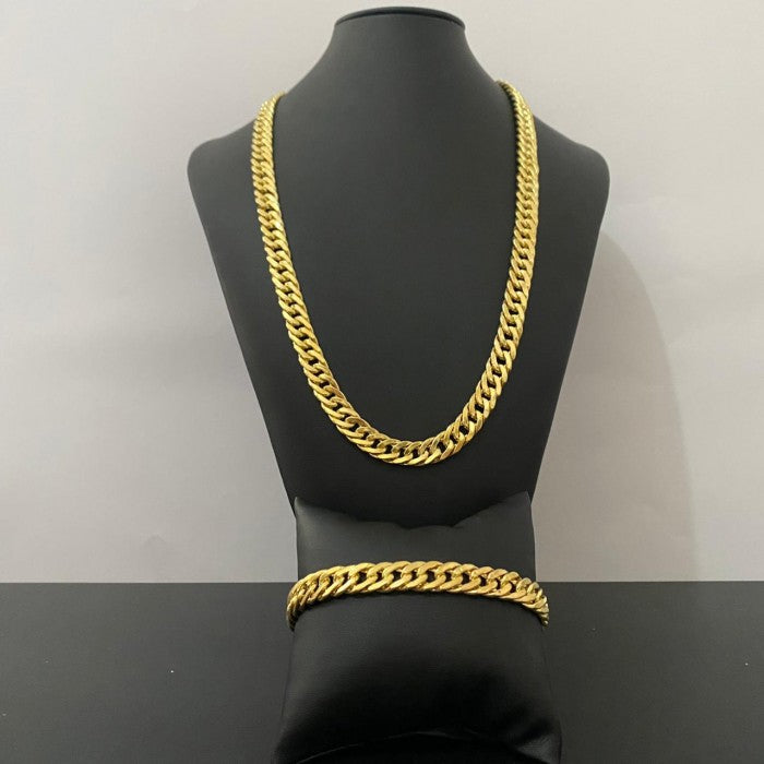 Corrente + Pulseira Moeda antiga  Grumet 12mm