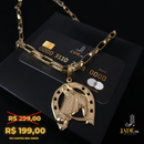 Corrente Cartier + Pingente Cavalo Banhado a Ouro 18K