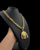 Cordão 12mm Friso X + pingente faixa preta banhado