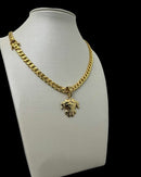 Cordão 6mm Pitbull Feminino + Pingente Menina - Banhado a Ouro 18K