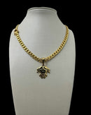 Cordão 6mm Pitbull Feminino + Pingente Menina - Banhado a Ouro 18K