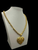Cordão 8mm Baiano Feminino + Pingente Coração Florido - Banhado a ouro 18k
