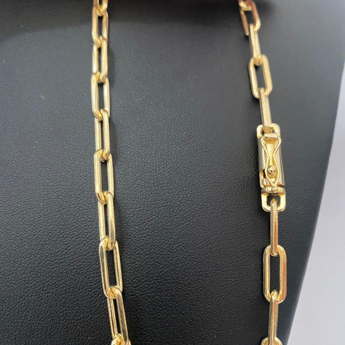 Corrente Moeda antiga  Cadeado Alongado Lixado 6mm