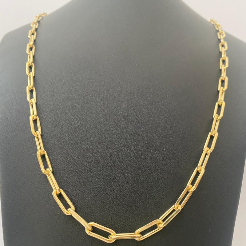 Corrente Moeda antiga  Cadeado Alongado Lixado 6mm