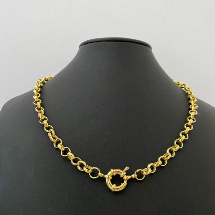 Corrente Moeda Antiga Elo Portugues fecho boia 4mm