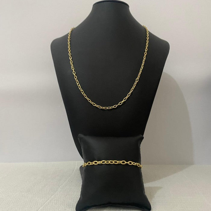 Corrente e Pulseira Moeda Antiga  Cadeado 4mm