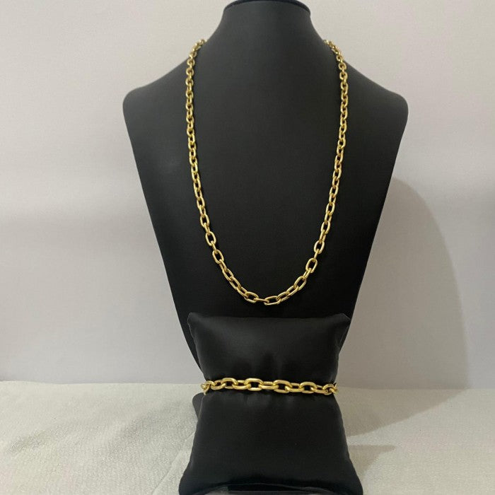 Corrente e Pulseira  Moeda Antiga Cadeado 6mm