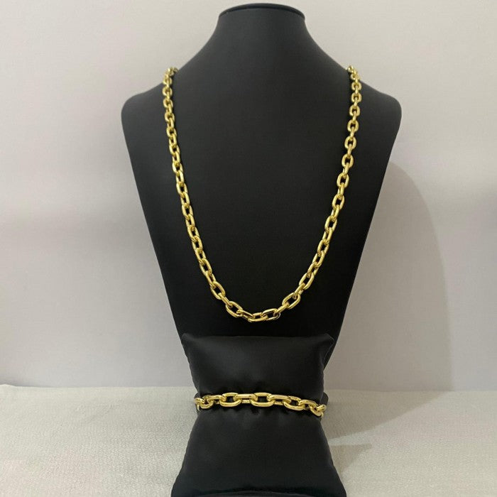 Corrente e Pulseira  Moeda Antiga Cadeado 8mm