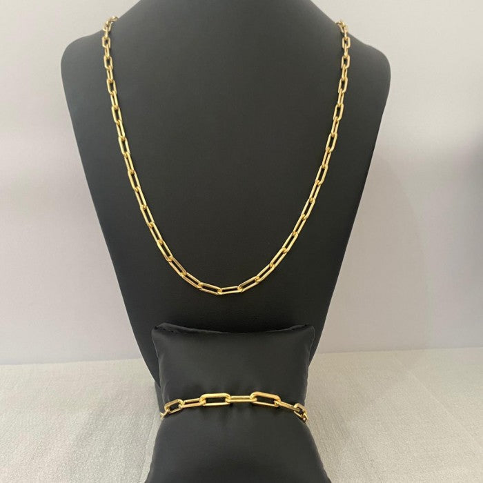 Corrente e Pulseira Moeda Antiga  Cadeado lixada 4mm