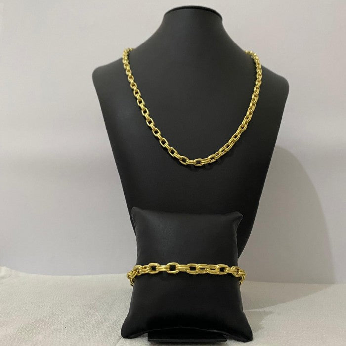 Corrente e Pulseira Cadeado Elo Duplo 6mm