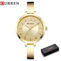 Relógio Feminino CURREN Moda Ouro de Aço Inoxidável Ultra fino  Montre Femme